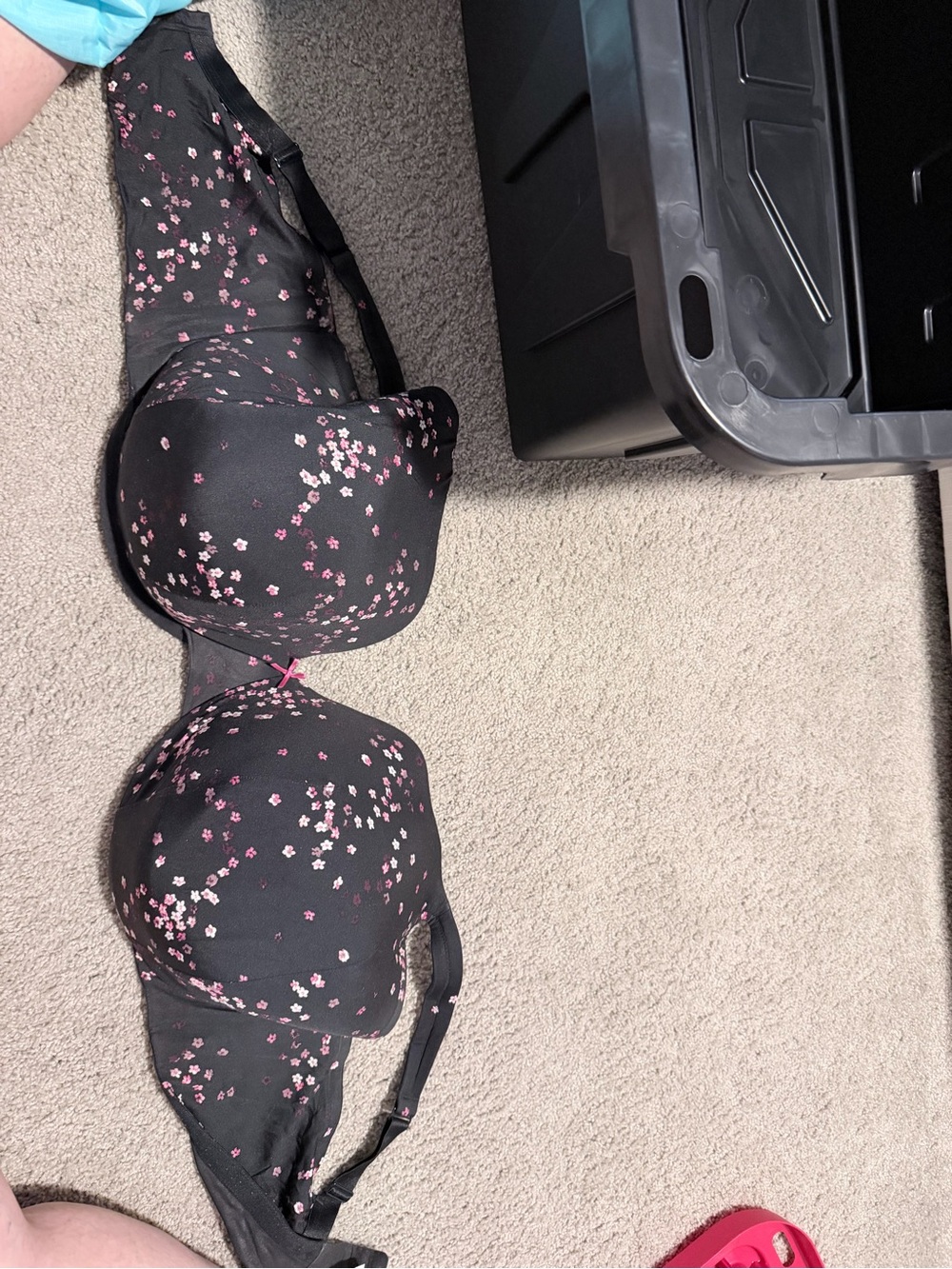 Lane Bryant Cacique Black Floral Bra with Pink Accent